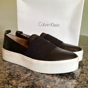 Calvin Klein Black Slip-On Sneakers 7.5 EUC